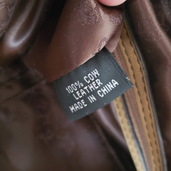 Leather KATE LANDRY Handbag Logo Metal detail Straw Yellow - Picture 16 of 16